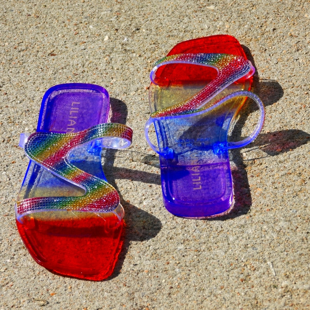 JELLI- Rainbow Zig Zag Rhinestone Straps Sandal